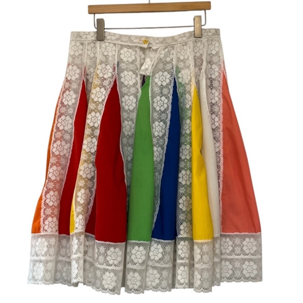 Handmade Vintage Lace Colorful Patchwork Overlay Skirt Boho Festival - Picture 8 of 15